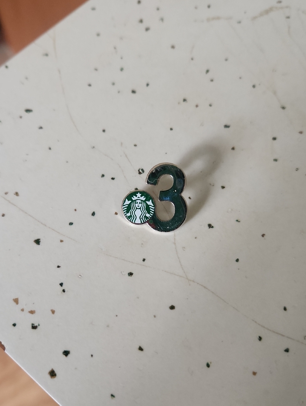 Starbucks Dark Green Number 3 Pin with Siren Logo